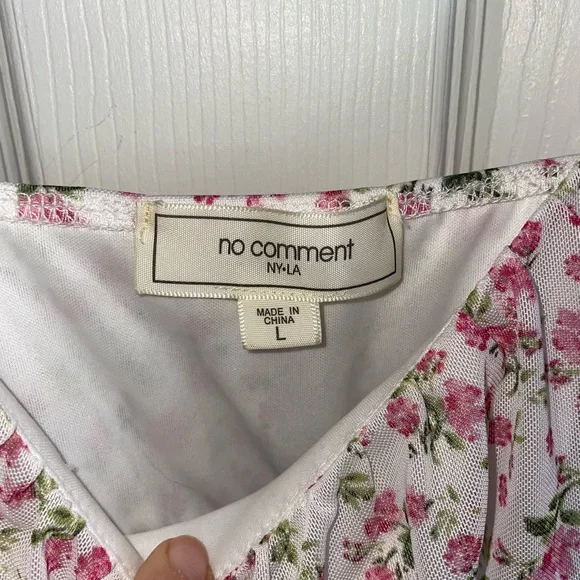 No Comment Y2K Floral Pink Floral Spaghetti Strap Dress Large - Picture 3 of 4